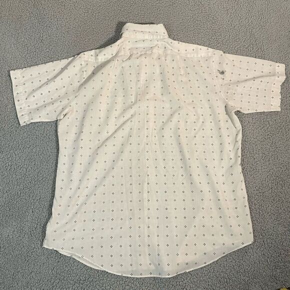 Bud Berma Men’s Button Up Shirt Short Sleeve White Pattern Large *mark pictured - Picture 6 of 7